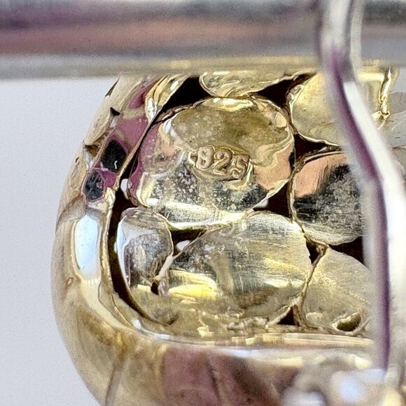 VTG Solid Sterling Silver 925 Pebble Design Textured Earrings Size 1" Length - Picture 7 of 10